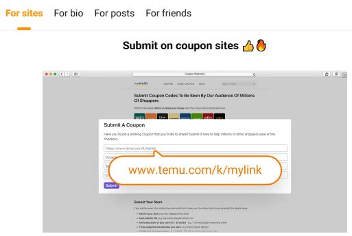 Submit on coupon sites