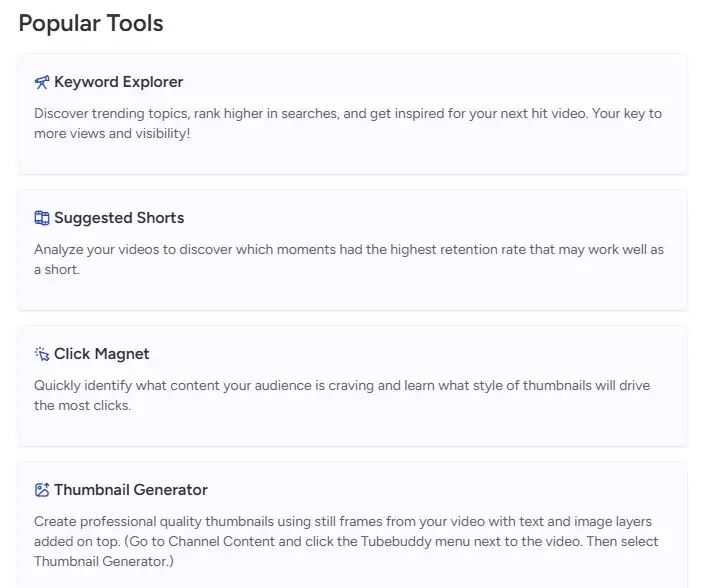 Tubebuddy dashboard