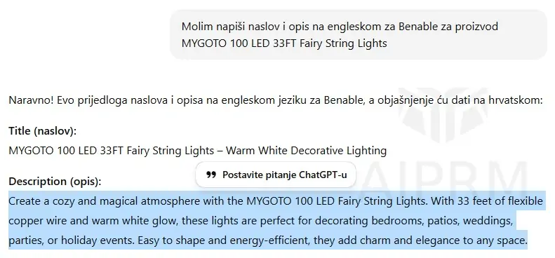 List title and description using ChatGPT