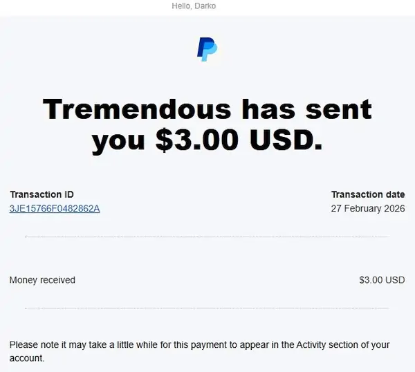ZoomBucks payment proof-payment from ZoomBucks on PayPal