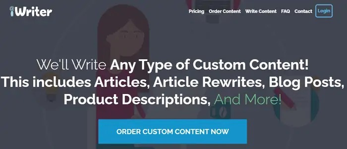 iWriter homepage, a content writing for money platform with no entry test