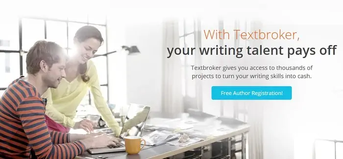 Textbroker homepage, one of the best paid writing jobs platforms for beginners-Get paid to write articles