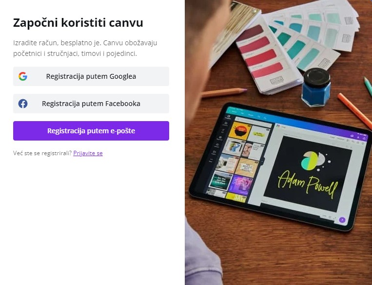 Canva registracija