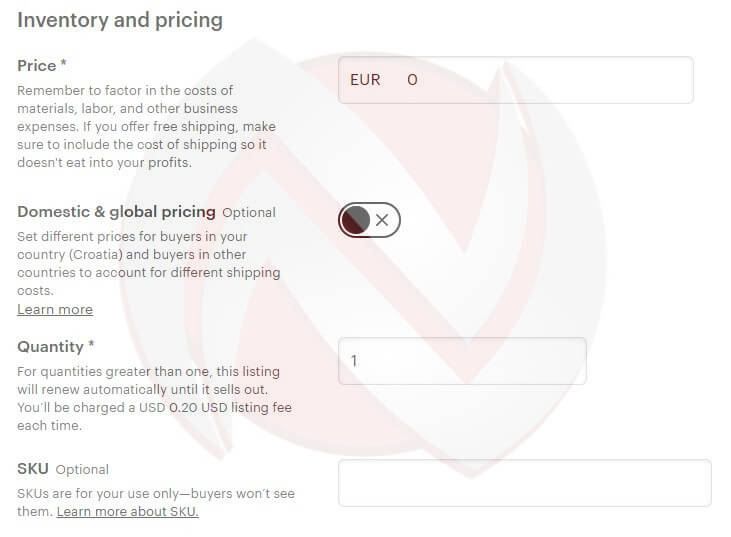 Etsy inventory and pricing prozor