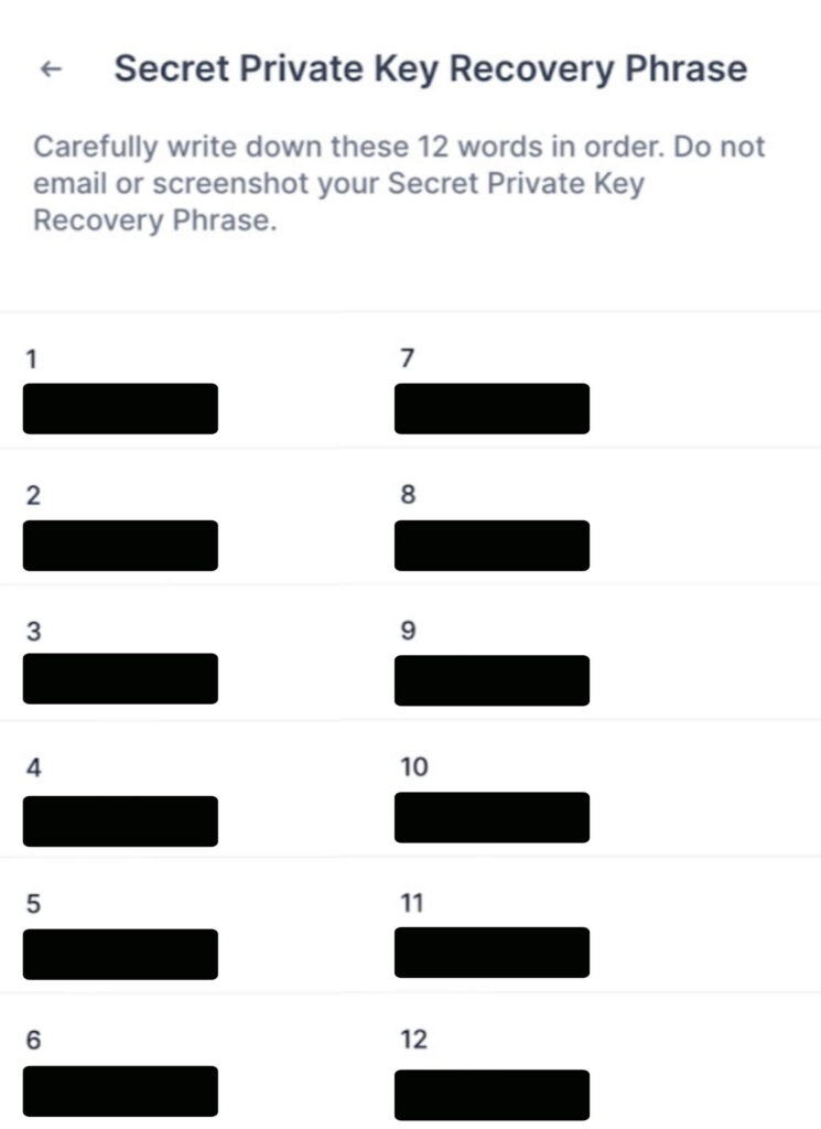 Secret-private-key-recovery-Phraze