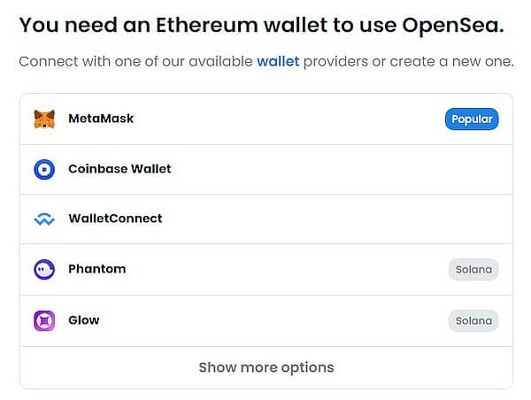 OpenSea Izbor novčanika