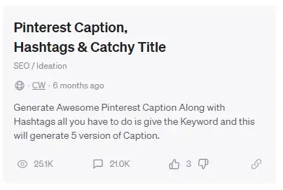 Pinterest caption, hastags i title