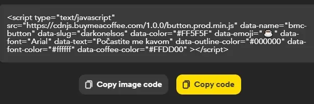 Generirani kod za button